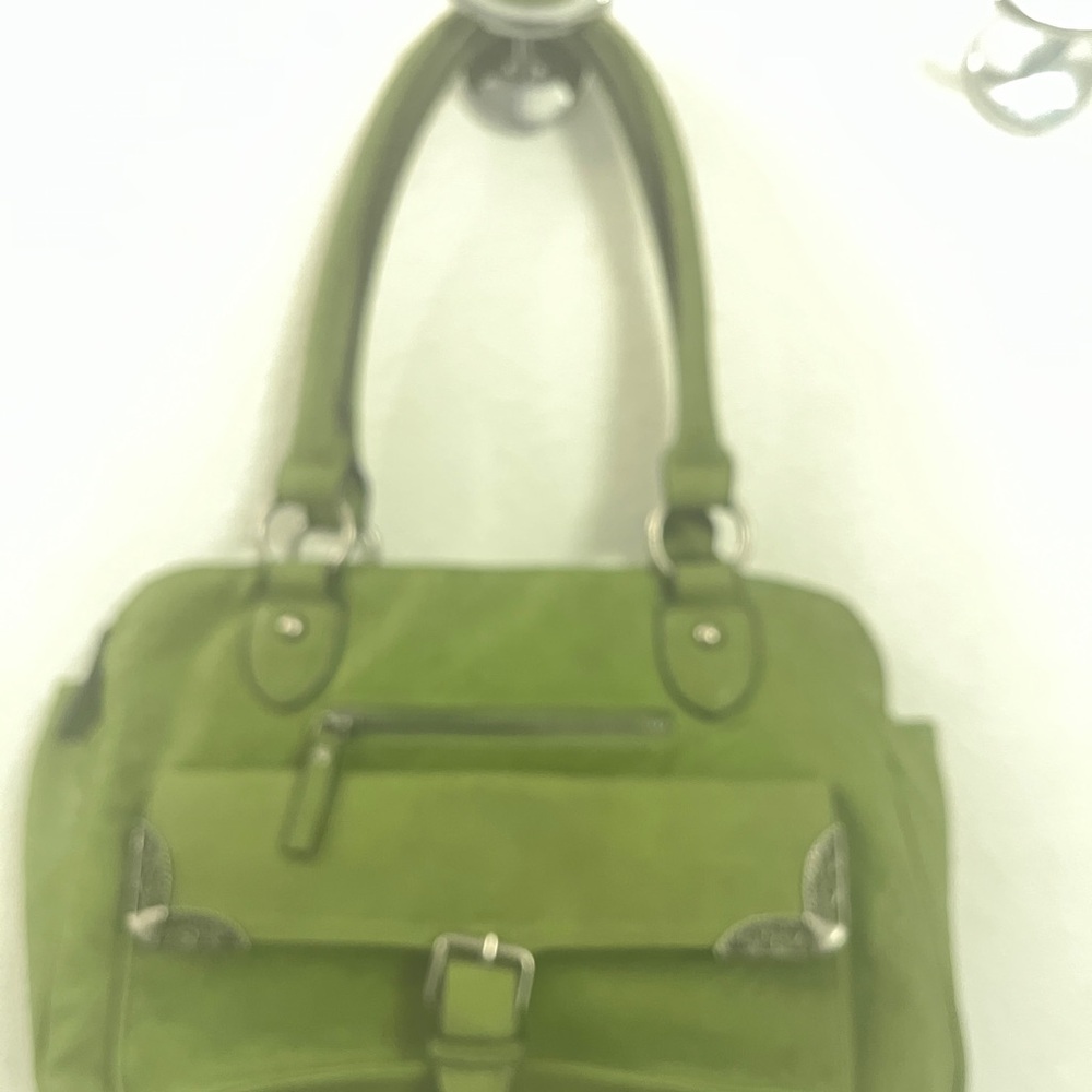 Bueno Green Faux Leather Satchel Handbag Shoulder Bag Multiple Pockets